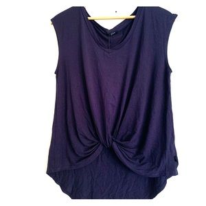 Knotted sleeveless Terez shirt, navy blue